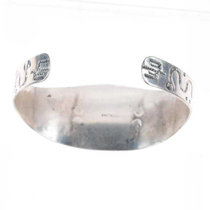 6.6" 1940's Fred Harvey Era Navajo sterling silver turquoise snakes/arrows cuff bracelet