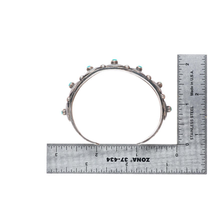 6.25" c1930's Navajo sterling silver snake eye turquoise conchos cuff bracelet