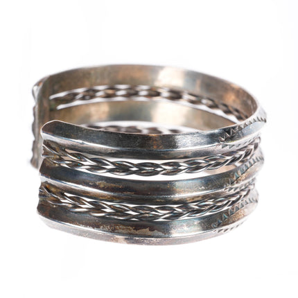 6.5" Vintage Navajo triple carinated stamped sterling silver cuff bracelet