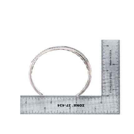 6.5" Vintage Navajo triple carinated stamped sterling silver cuff bracelet