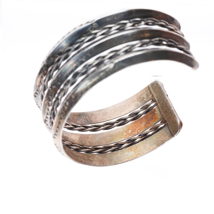 6.5" Vintage Navajo triple carinated stamped sterling silver cuff bracelet