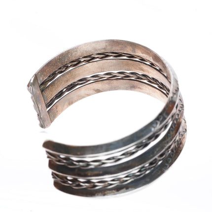 6.5" Vintage Navajo triple carinated stamped sterling silver cuff bracelet