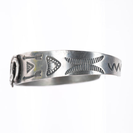 6.25" c1940's Navajo Fred Harvey sterling silver rattlesnake cuff bracelet