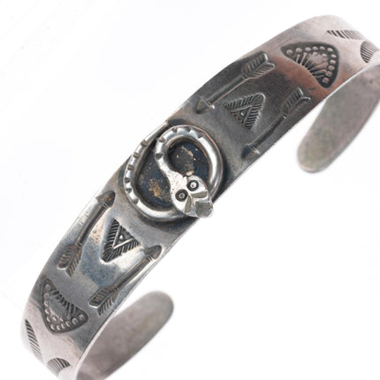 6.25" c1940's Navajo Fred Harvey sterling silver rattlesnake cuff bracelet