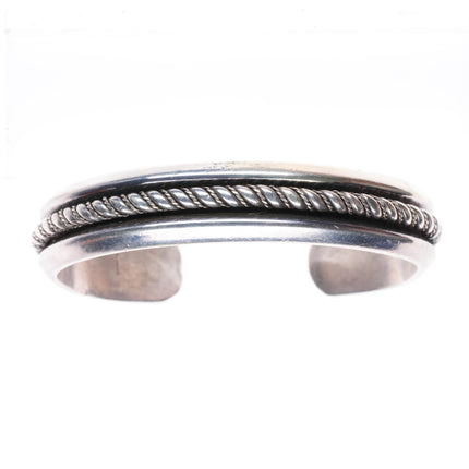 6.4" vintage Mexican southwestern sterling silver twisted rope cuff bracelet