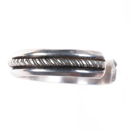 6.4" vintage Mexican southwestern sterling silver twisted rope cuff bracelet