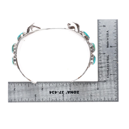 6.9" Vintage Zuni sterling silver high grade turquoise watch cuff bracelet