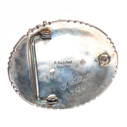 1.5" vintage Pete Sanchez Navajo Dry Creek Turquoise sterling silver belt buckle