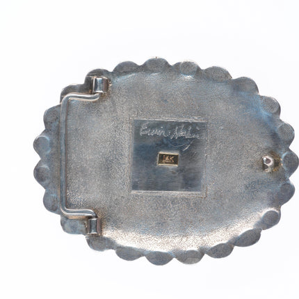 1.5" Ervin Hoskie Navajo  14k gold & Sterling silver turquoise belt buckle
