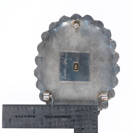 1.5" Ervin Hoskie Navajo  14k gold & Sterling silver turquoise belt buckle