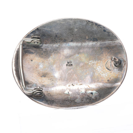 1.25" Maria Platero Navajo sterling silver "End of the Trail" belt buckle