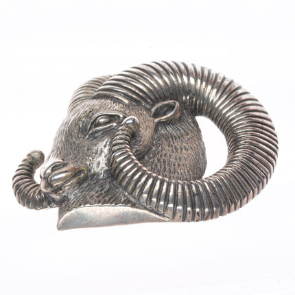 1.25" Wilson sterling silver Bighorn Sheep Ram southwestern belt buckle