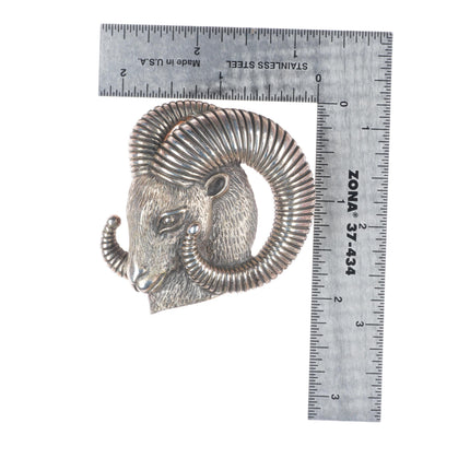 1.25" Wilson sterling silver Bighorn Sheep Ram southwestern belt buckle