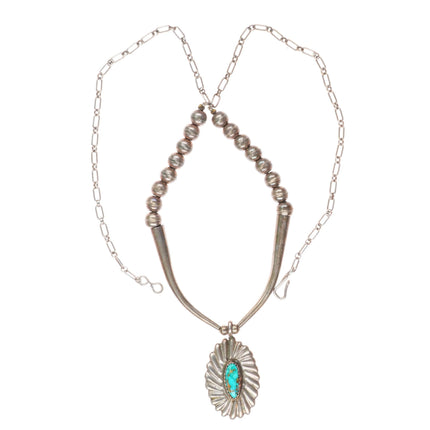 20" Silver Ray shop Albuquerque Vintage Navajo sterling and turquoise necklace