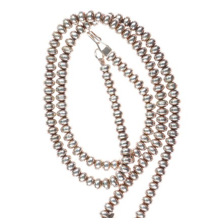 25" Marcella James Navajo sterling silver Denim Lapis beaded pearls necklace