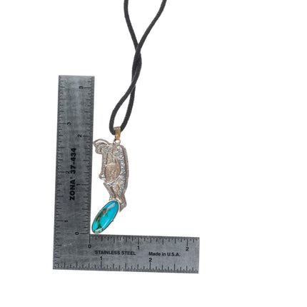 Whirling Wind Ray Morton Navajo Tufa Cast Kokopelli pendant with nice turquoise