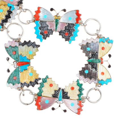 51" Tamara Pinto Zuni sterling silver shell/stone Butterfly link concho belt