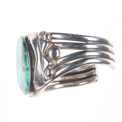 6.2" Orville Tsinnie Navajo sterling silver cuff bracelet with nice turquoise