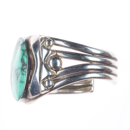 6.2" Orville Tsinnie Navajo sterling silver cuff bracelet with nice turquoise