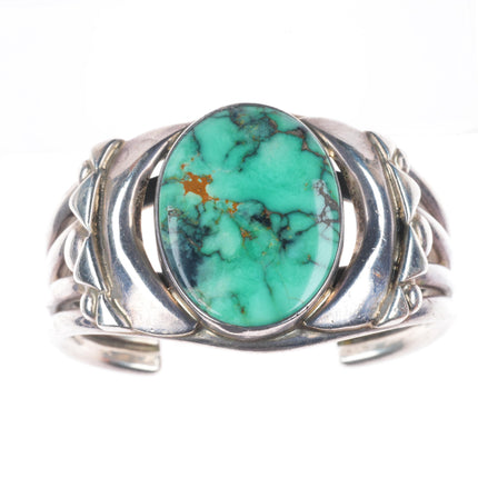 6.2" Orville Tsinnie Navajo sterling silver cuff bracelet with nice turquoise
