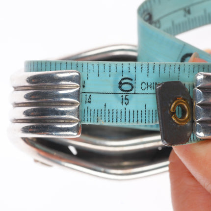 6.2" Orville Tsinnie Navajo sterling silver cuff bracelet with nice turquoise