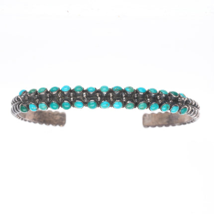 6.25" 30's-40's Zuni vintage sterling silver snake eye turquoise cuff bracelet