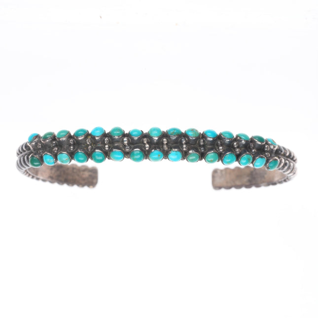 6.25" 30's-40's Zuni vintage sterling silver snake eye turquoise cuff bracelet