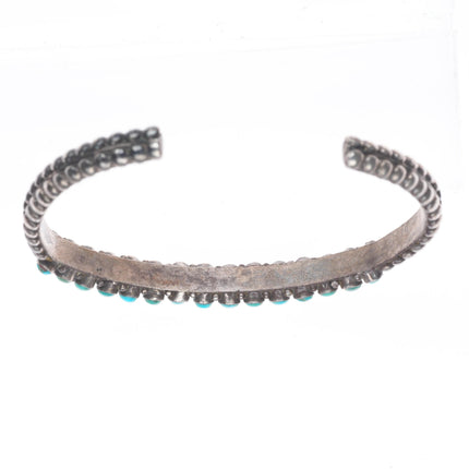 6.25" 30's-40's Zuni vintage sterling silver snake eye turquoise cuff bracelet