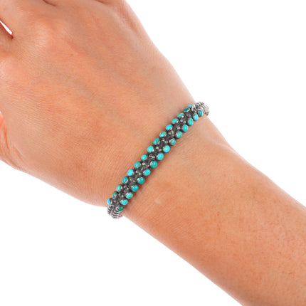 6.25" 30's-40's Zuni vintage sterling silver snake eye turquoise cuff bracelet