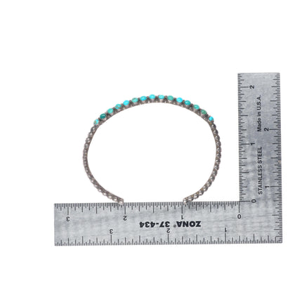6.25" 30's-40's Zuni vintage sterling silver snake eye turquoise cuff bracelet