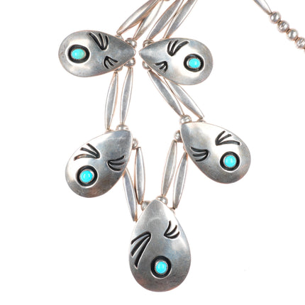 17" M White Navajo Atkinsons Trading Post sterling silver shadowbox necklace