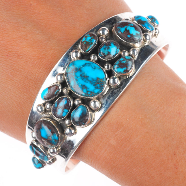 7.3" Eugene Belone Navajo Bisbee Turquoise sterling silver cuff bracelet