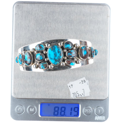 7.3" Eugene Belone Navajo Bisbee Turquoise sterling silver cuff bracelet