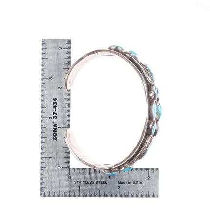 7.5" 30's-40's Navajo masterpiece sterling silver turquoise cuff bracelet
