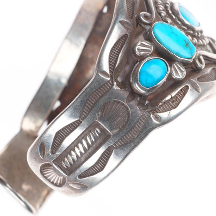 7.5" 30's-40's Navajo masterpiece sterling silver turquoise cuff bracelet