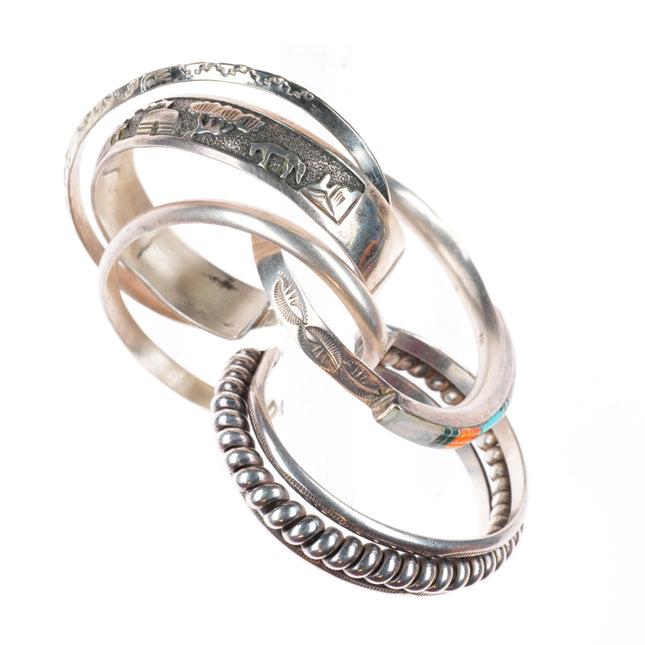 6"-7" Vintage southwestern/Navajo sterling silver cuff bracelet lot turquoise