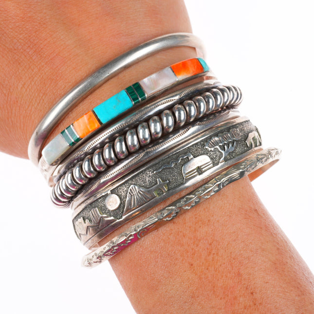 6"-7" Vintage southwestern/Navajo sterling silver cuff bracelet lot turquoise