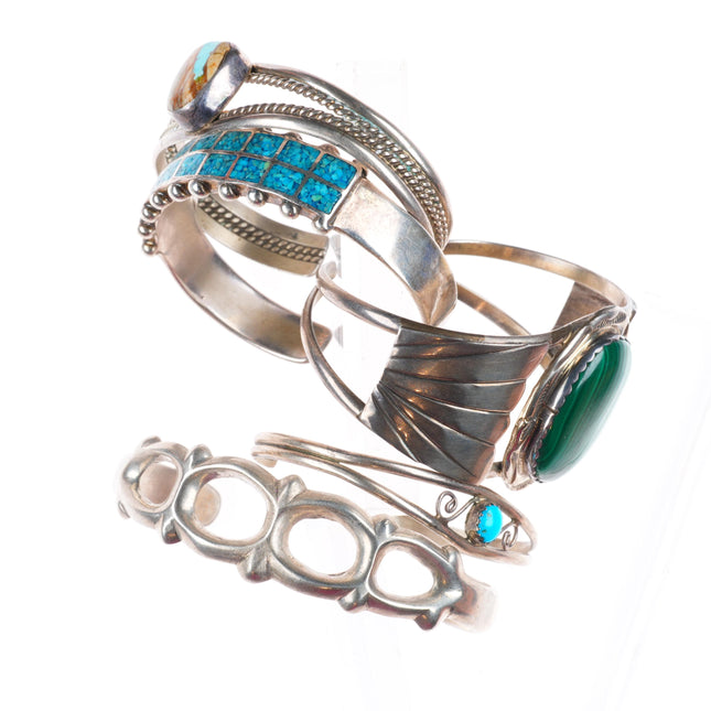 6"-6.7" Vintage southwestern/Navajo sterling silver cuff bracelet lot turquoise