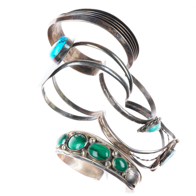 6"-7" Vintage southwest/Navajo sterling silver cuff bracelet lot turquoise