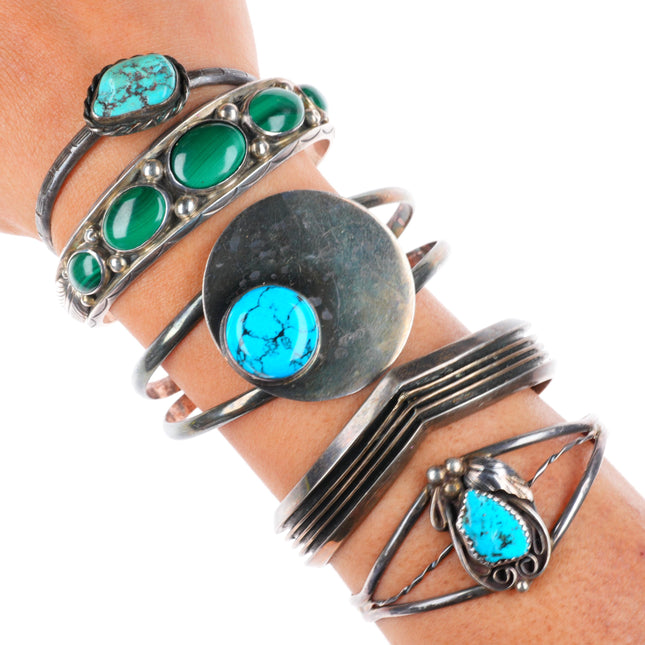 6"-7" Vintage southwest/Navajo sterling silver cuff bracelet lot turquoise