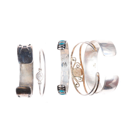 5.5"-6.5" Vintage southwest/Navajo sterling silver cuff bracelet lot turquoise