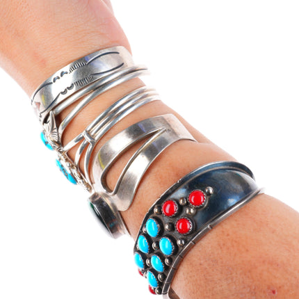 6"-6.6" Vintage southwest/Navajo sterling silver cuff bracelet lot turquoise