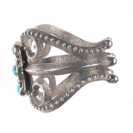 6.75" Philander Begay Navajo Tufa Cast sterling silver-turquoise cuff bracelet