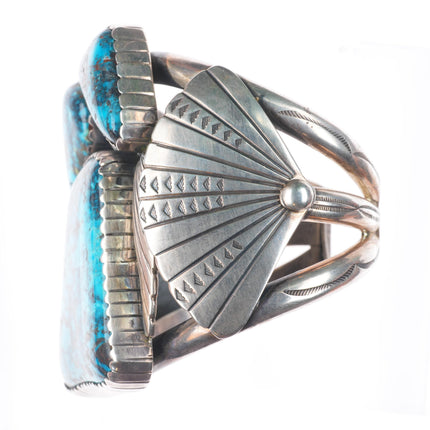 6.6" Huge vintage Navajo sterling silver high grade turquoise cuff bracelet
