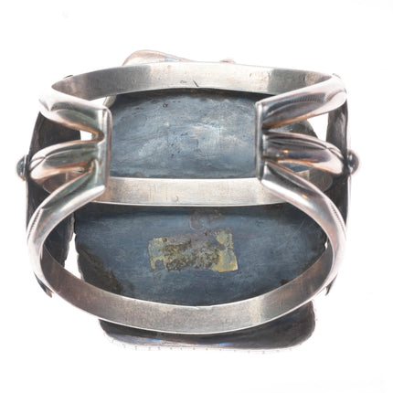 6.6" Huge vintage Navajo sterling silver high grade turquoise cuff bracelet