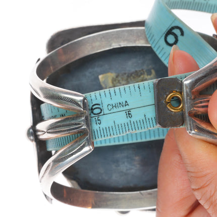6.6" Huge vintage Navajo sterling silver high grade turquoise cuff bracelet