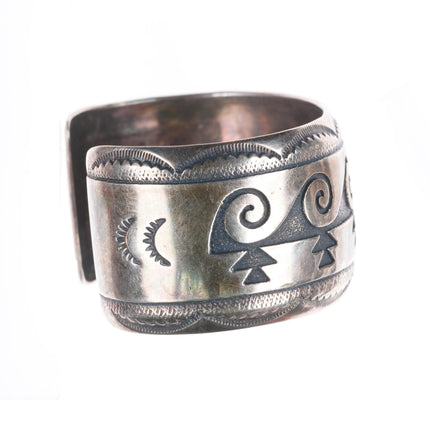 6.6" Tommy Singer Navajo sterling silver water/wave pattern cuff bracelet