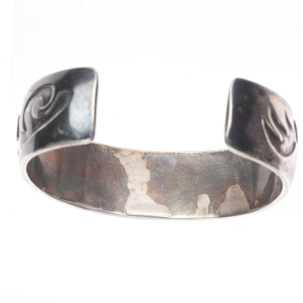6.7" 50's-60's Navajo or Hopi overlay vintage cuff bracelet sterling silver