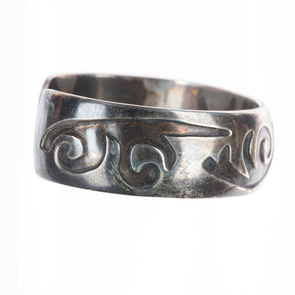 6.7" 50's-60's Navajo or Hopi overlay vintage cuff bracelet sterling silver