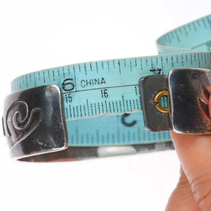 6.7" 50's-60's Navajo or Hopi overlay vintage cuff bracelet sterling silver